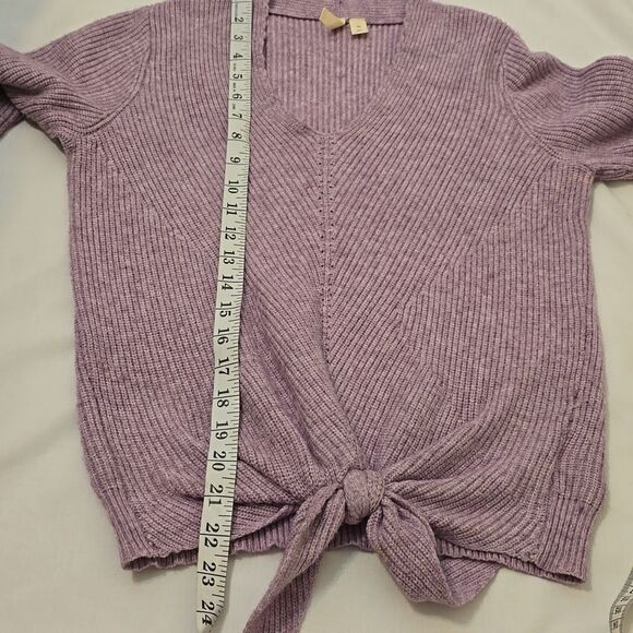 Sale! Anthropologie Moth Purple Tie Front V-Neck Sweater - Picture 7 of 10
